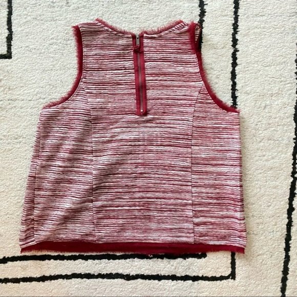 VANESSA VIRGINIA Red White Indira Striped Knit Tank Sleeveless Blouse - Picture 7 of 10